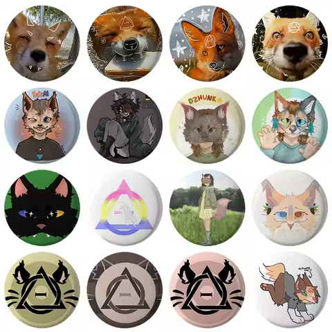 58mm Therian Delta Symbol Button Pin Creative Cartoon Rainbow Therian Sign Brooch Badge Bag Cloth Ha