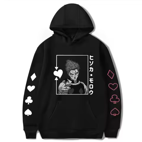 Hisoka Hunter X Hunter Anime Hoodie Harajuku Manga Fun Black and White Patterns Neutral Fashion Stre