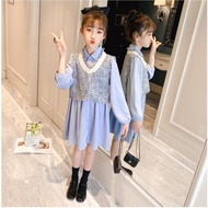 Long-sleeved dress for 10 year old girls (3-12 years old) Loose form autumn-winter long-sleeved dres