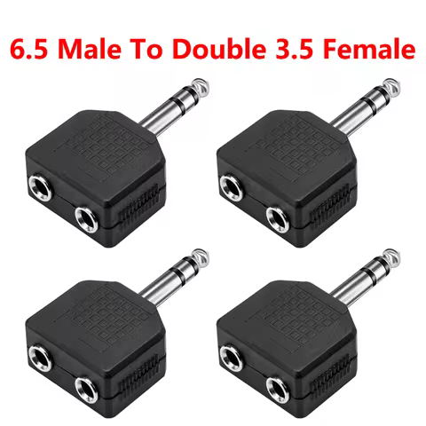 5/20PCS 6.35 Stereo Male to Double 3.5 Female 3Pole Dual Channel Plug Jack Audio Adapter Headphone M