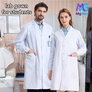 [Malaysia Stock]MgRole Lab Gown, Unisex White Doctor Coat, Students Laboratory Uniform, Medical Long