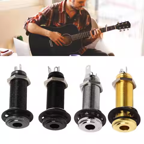 Electric Guitar Jack Straight Cylinder Guitar Threaded Jack Replacement Brass Straight Output Endpin
