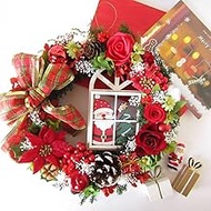 Gifts from Santa Red Roses and Poinsettia Christmas Wreath Decor Flower Gift