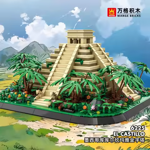 Gold Character Architecture Bricks Set, World Scenic Area, Architecture Model, Historical Sites Buil