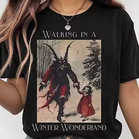 Ladies' Kloppers and Girls' Printed T-shirt Walking in A Winter Wonderland Christmas Gift Oversized 