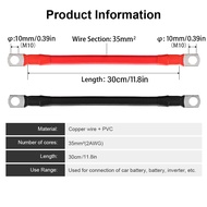 30/50CM 2AWG/4AWG PVC Pure Copper Cable Car Battery Connection Line Wire With 3/8 M10 Connecting Pie