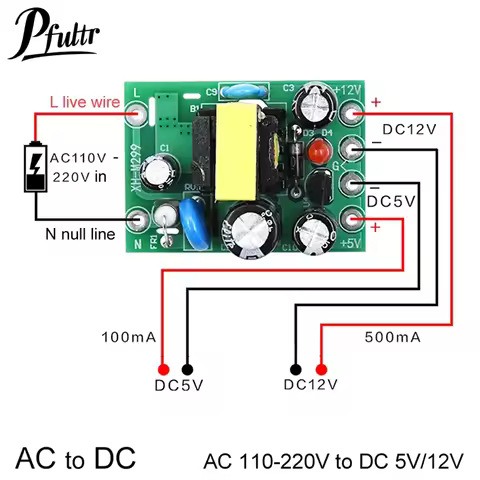 Mini AC-DC Converter AC110V 220V To DC 12V 0.2A+5V Module Board Switching Power Module Mini AC-DC Co