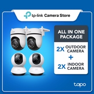 【Tapo CCTV Bundle】4 Kamera (2 Dalaman C220 + 2 Luaran C520WS) Keselamatan Rumah Pintar dengan Penges
