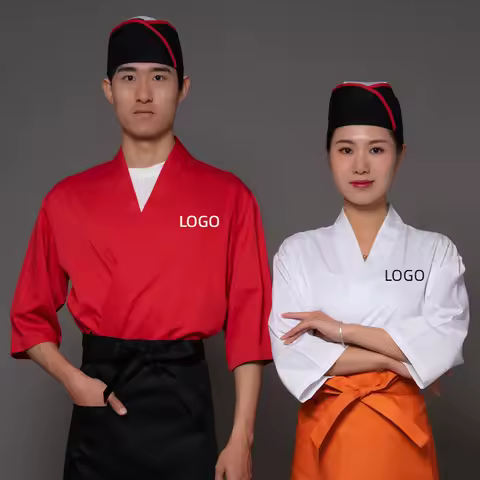 Japanese Waiter Workwear Restaurant Cuisine Short Kimono Men's And Women's Sushi Solid Color Chef's 
