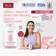 【Official】Unichi Calcium Vitamin D3 Teddi Lab Gummy (60 Gummies) Precise Calcium & D3 Supplement，Bon