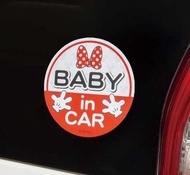 日本製 BONFORM 迪士尼 DISNEY 米妮 MINNIE 汽車用 BABY IN CAR 圓型 車貼紙 車上有嬰兒