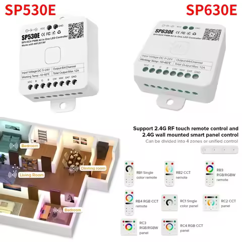 12-in1 SP530E Wifi LED Controller /BT PWM SPI Pixel Dimmer SP630E Google Home Voice Control for Sing