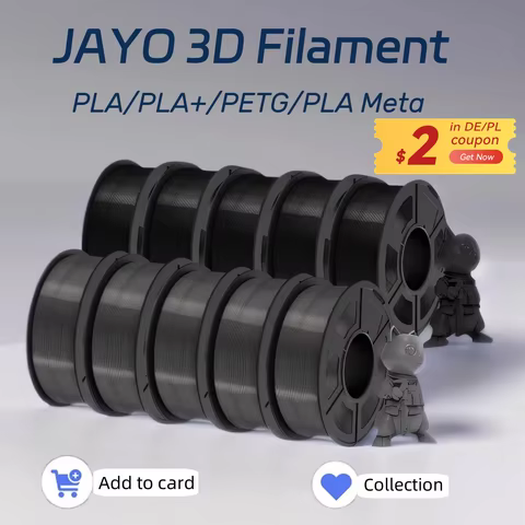 JAYO 3D Printer PLA/PLA Meta/PETG/PLA PLUS/PLA Matte Filament 1.75mm 10 Rolls 3D Printing Materials 
