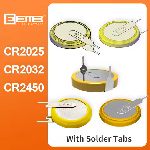 EEMB brand 10PCS 3V button cell CR2025 CR2032 CR2450 Battery With Solder Tabs Coin Non rechargeable