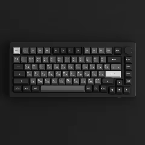 Akko Mechanical Keyboard 5075B Plus Black Silver 75% ANSI Layout ASA Profile Cyrillic Keycaps RGB Ho