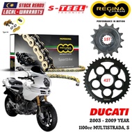 DUCATI 1100cc MULTISTRADA, S Full Set Regina SPORTBIKE Chain 525 ZRP Steel Sprocket Sets