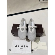 ALAIA 2026 Summer New Style Round Toe Hollow Flat Shoes Single Shoes