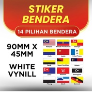 Sticker Bendera Malaysia & Negeri | 14 Pilihan Negeri | White Vinyl | 90mm x 45mm | Tahan Air & Cuac