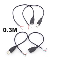 0.3m USB Cable Connector Male Female 4 Pin Wire Data Extension Cord 2 Pin Power Supply for DIY 5V Adapter Charging