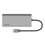 BELKIN USB-C 8 IN 1 MULTIMEDIA HUB WITH POWER PASS THRU 60W GREY อุปกรณ์แปลงสัญญาณ