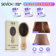 SEVICH แปรงขนหมูธรรมชาติ ป้องกันไฟฟ้าสถิตย์ หวีไม้ธรรมชาติ ป้องกันผมร่วง หวีนวดหนังศีรษะ Air Cushion