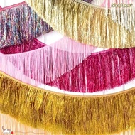 WATTLEMI Foil Fringe Garland, Foil Shiny Metallic Tinsel Fringe Garland,  Self Adhesive Backing Tear