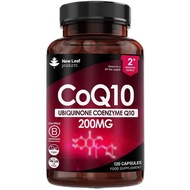 Suplemen CoQ10 200mg - Co Enzyme CQ10 120 Kapsul Vegan 100% Ubiquinone Q10 Tulen dan Diperam secara 