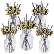 Men Women Birthday Disposable Straw Happy 18th 30th 40th 50th 60th Birthday Paper Straw Decor Annive