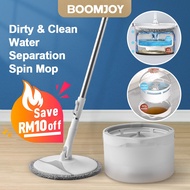 BOOMJOY 360 Spinning Flat Mop with Bucket Sewage Separation Cleaning System Mop
