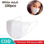 100 Pieces Adult 3D Face Shield 3 Layers Nonwoven Dustproof Comfortable Breathable Disposable Medical Masks