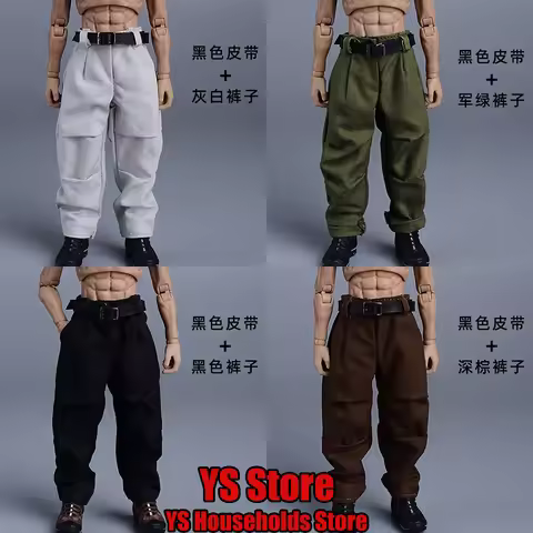 1/12 Scale Man Soldier Casual Tooling Harlan Pants Black Brown Belt Accessory For 6" Romankey Nota M