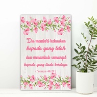 hiasan dinding kristen / katolik kutipan injil ayat alkitab yesaya 40:29