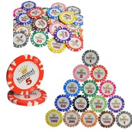 💥Malaysia Ready Stock💥25pcs Clay National Poker Series Chips 14g Set 40mm Coin Poker Chips