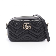 【二手】Gucci GG Marmont 小型相機包 855273AAFXD1000 黑色皮革單肩包 女士（全新）