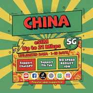 【Use within 5 days】China eSIM with VPN 3-15 Days Unlimited data Support Tiktok Chatgpt Instant 24h e