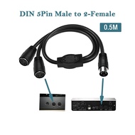 MIDI DIN 5-Pin Splitter Din 5Pin Male to Dual 2 Female Audio MIDI Adapter Extension Cable Y Adapter