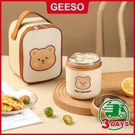 GEESO 530ML Cute Thermos Flask Soup Container Porridge Warmer Food Container 304 Stainless Steel Lun