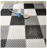 ONE - 廁所浴室洗手間樹葉PE拼接防滑地墊腳踏墊（灰色 10片裝 25*25cm）