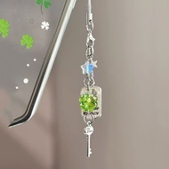Empat daun Clover Wind Chime Hati Gadis Buatan Tangan Lucky Clover Manik Guban Rantaian Tali Telefon