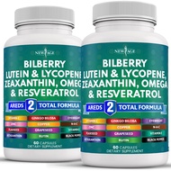 NEW AGE Eye Health Vitamins with Bilberry 6000mg Lutein & Zeaxanthin 40mg Lycopene 40mg Resveratrol 