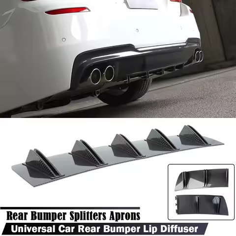 Universal Car Rear Bumper Lip Diffuser Rear Chassis Shark Fin Style Curved Bumper Lip For Audi A6 A4