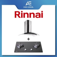 RINNAI RH-C209-GCR 90CM CHIMNEY HOOD + RINNAI RB-7302S-GBS 2-BURNER TEMPERED GLASS GAS HOB