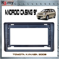 Toyota Avanza 2003 2004 2005 2006 2007 2008 2009 2010 9" Android Player Casing With Socket