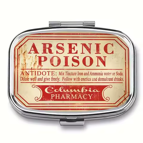 Vintage Arsenic Poison pill box, 2-compartment.