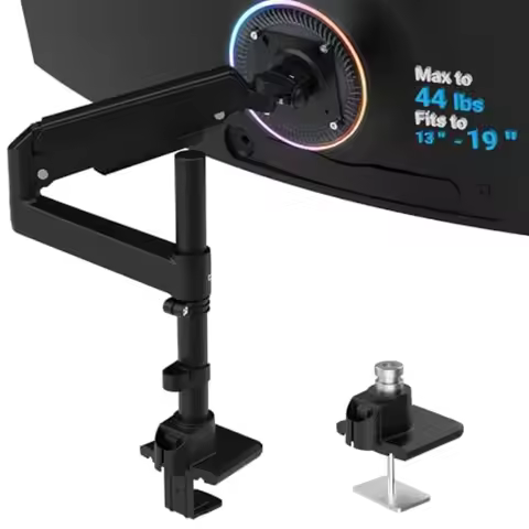 Heavy Duty Monitor Arm for 13-49 Inch Ultrawide Screens Steel Black Holds Up to 44lbs with Full Adju