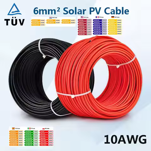 10AWG 30M 50M 100M 6MM 4MM 10MM Solar Cable Black or Red PV Cable High Copper