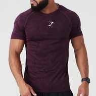 Gymshark Cross-border Popular Running Sports Training Fitness T-shirt Mens Round Neck American Tight