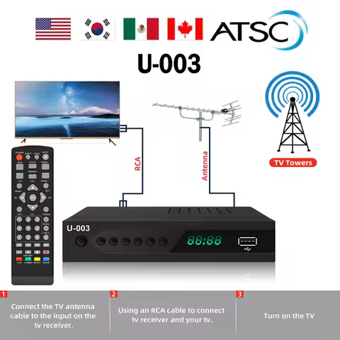 Satellite TV receivers U-003 ATSC Digital TV BOX 1080P HD To Mexico Canda Korea South Amercia TV Tun