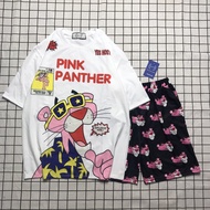Set Đồ Bộ In Hình Chú Báo Hồng- the pink panther cartoon 3D Cute DB45-Lapi VN Áo+ Quần Đùi Vải Thun