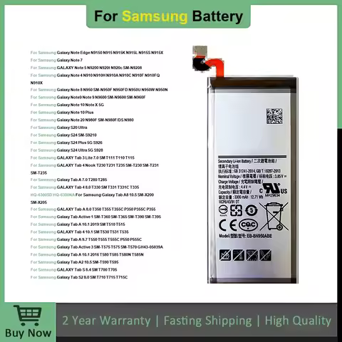 Battery For Samsung Galaxy Note 4 5 7 8 9 10 20 S24 Plus Edge Ultra,Tab Active A S2 A2 3 A8 Lite SM-